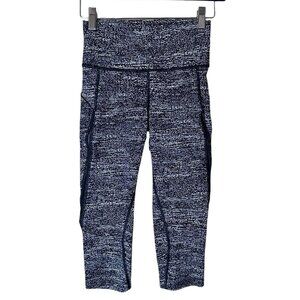 LULULEMON Black & White Space Dye Print Cropped Running TIghts Leggings size 4